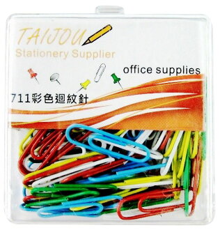 T&J #711 彩色迴紋針 ( 28mm / 100個 ) - 塑膠盒