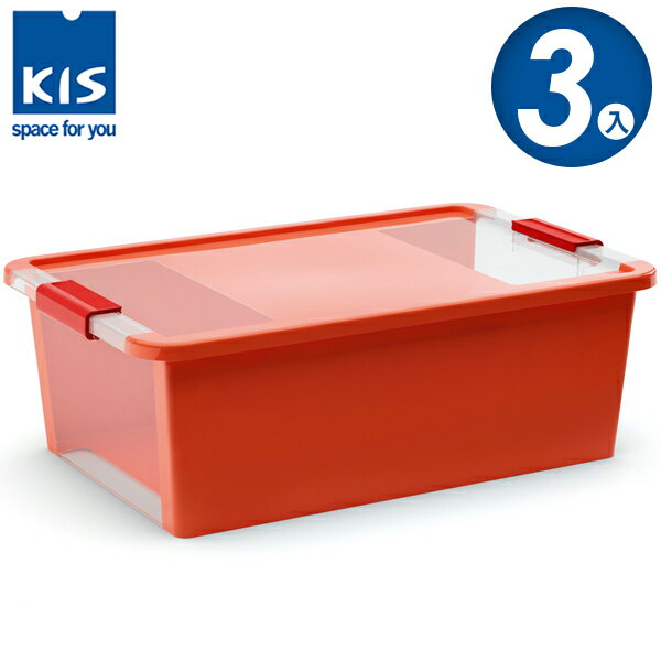 E&J【012013-03】義大利 KIS BI BOX 單開收納箱 M 橘色 3入；收納盒/整理箱/收納櫃/玩具盒