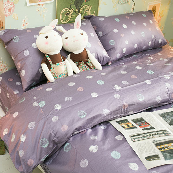 紫色少女幻想雙人King Size床包三件組100%精梳棉台灣製