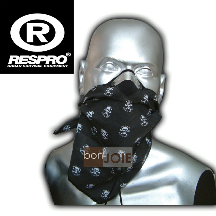 ::bonJOIE:: 英國進口 Respro Bandit Anti Pollution Scarf 領巾式口罩 (骷髏黑)(全新盒裝) 防污染面巾 自行車 腳踏車 單車 摩托車 運動