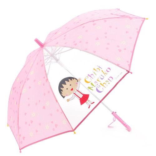 櫻桃小丸子 透明窗雨傘 55CM 粉色
