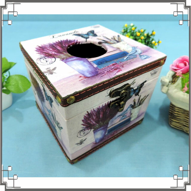 木製皮革方形面紙盒《LC3》美式鄉村貼皮紙巾盒 收納盒 居家布置◤彩虹森林◥