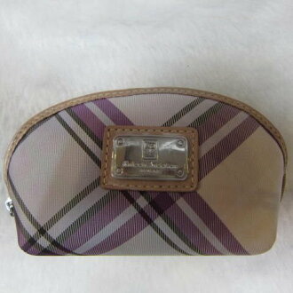 ~雪黛屋~Kinloch Andereson 英國專櫃 零錢包+鑰匙包100%進口牛皮+專利格紋緹花KA-60409紫格粉邊