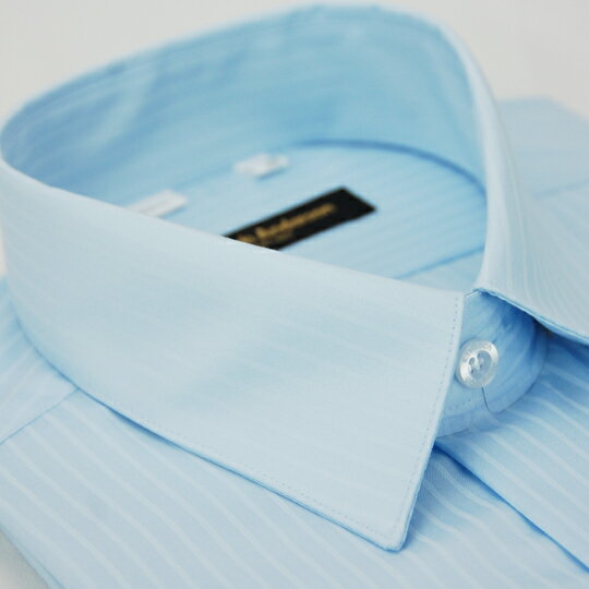 【金‧安德森】藍色類絲質窄版短袖襯衫