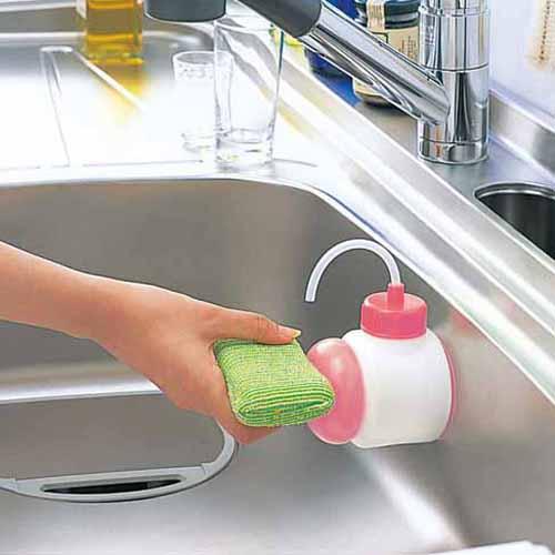 超便利貼附式清潔劑擠壓器 單手洗碗精按壓瓶 日本製
