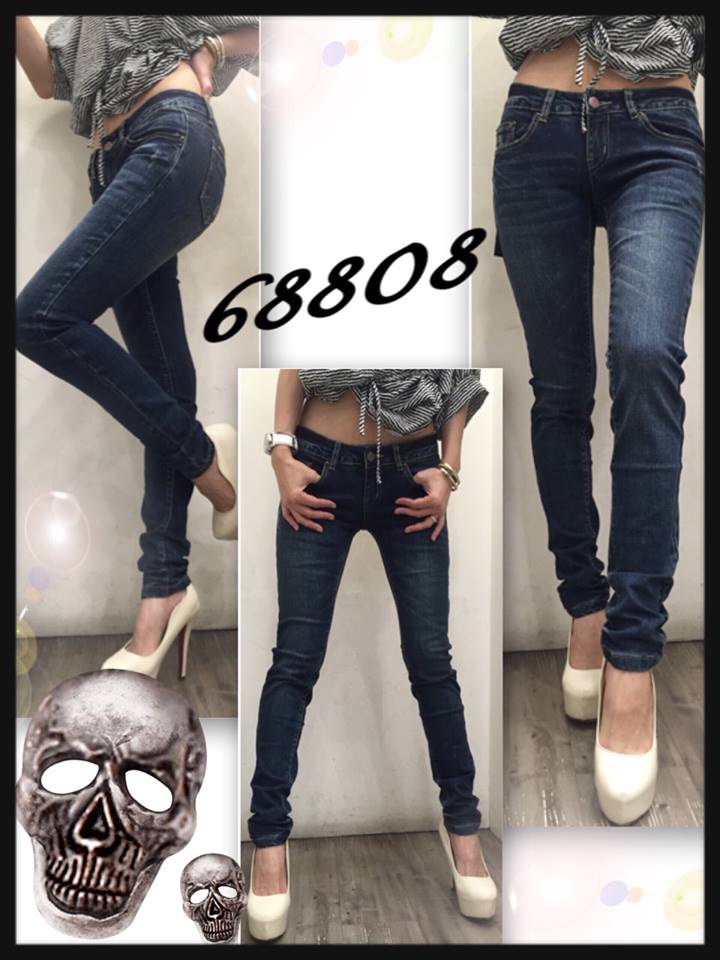 【Jeanscool】68808貓鬚刷白窄管褲