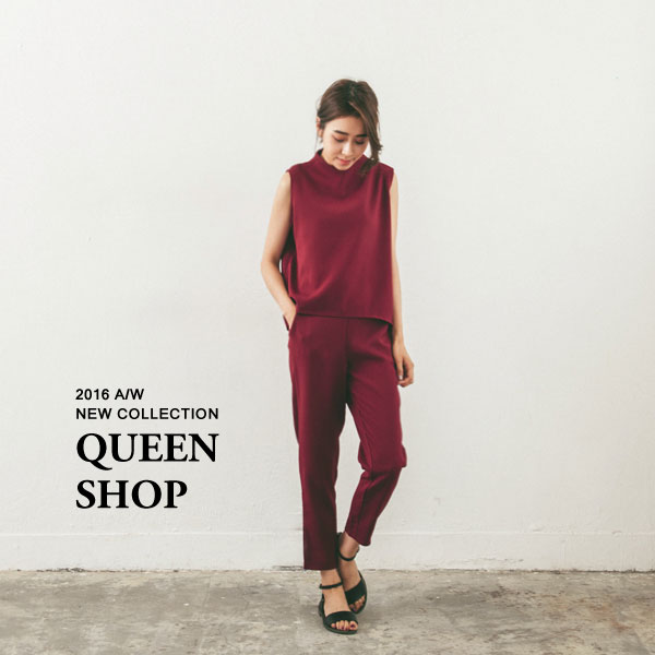 Ｑｕｅｅｎ Ｓｈｏｐ【01093968】簡約剪裁小立領上衣長褲套裝 三色售＊現貨+預購＊