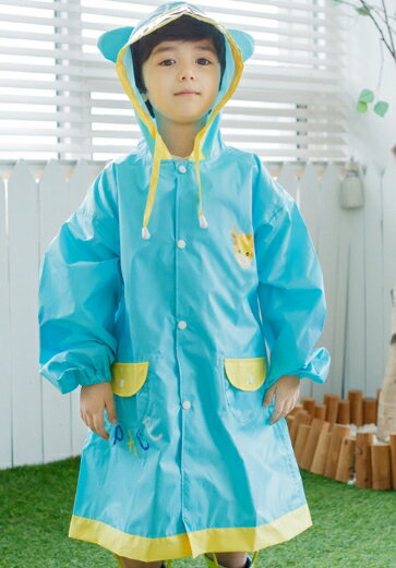 WallFree窩自在★正韓卡通長頸鹿星星太空火箭造型兒童書包位雨衣-天藍小鹿