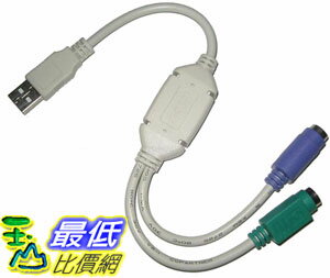 _B@[玉山最低比價網] USB 轉 PS2 PS/2 雙埠 轉接線 鍵盤 / 滑鼠 / 條碼機 (12012_k224) $33
