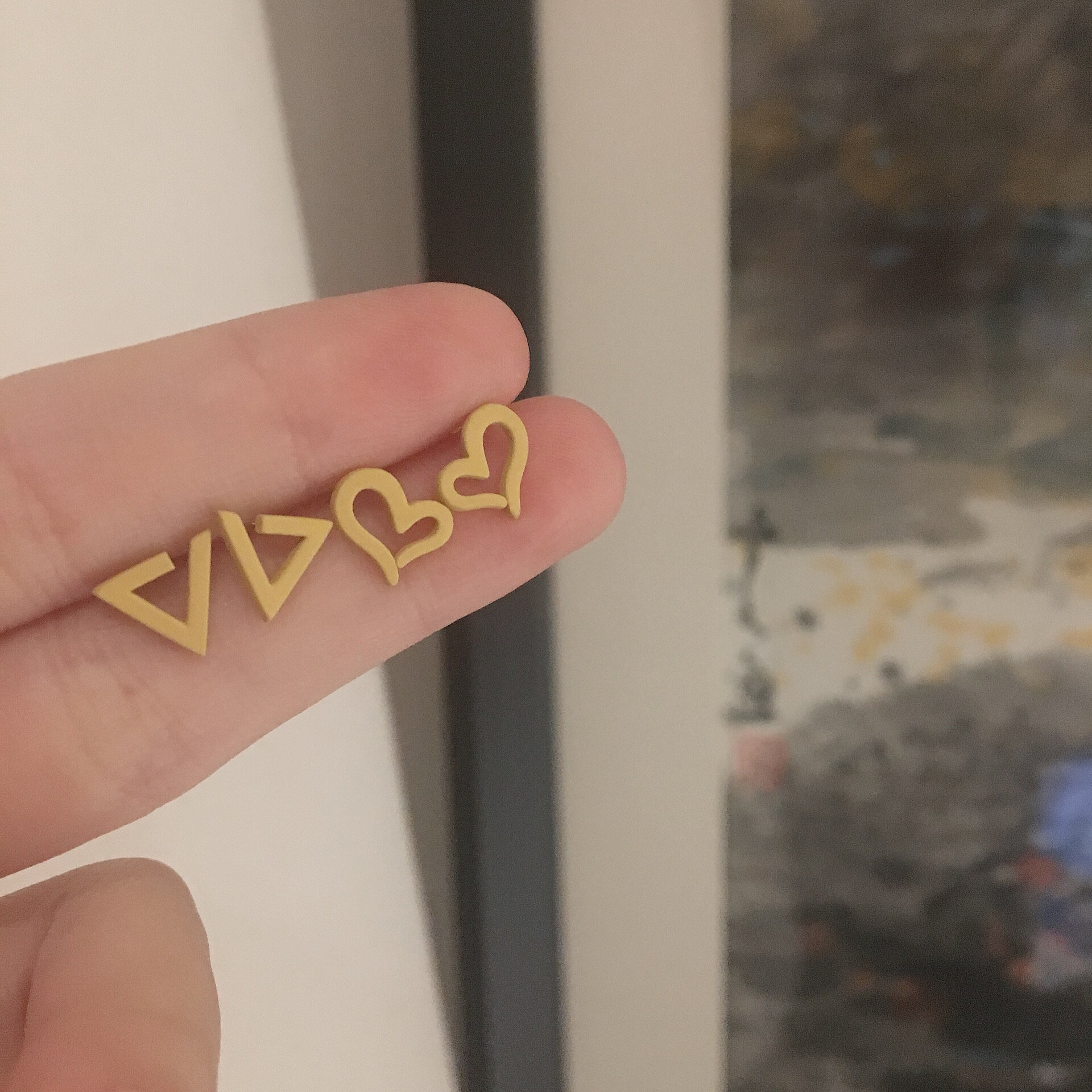 眼觀925純銀愛心耳釘女簡約幾何小清新可愛小巧小耳垂適合的飾品1入