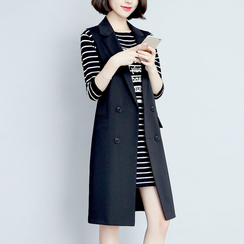 現貨+預購 西裝背心無袖西服-韓版中長坎肩外穿女馬甲外套74jy13【獨家進口】【米蘭精品】