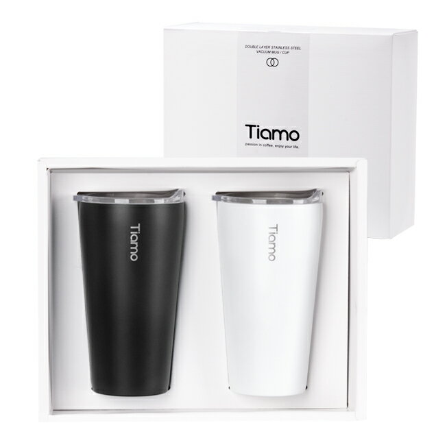金時代書香咖啡 Tiamo 對杯禮盒-真空陶瓷保溫隨手杯 410ml HJ1113B