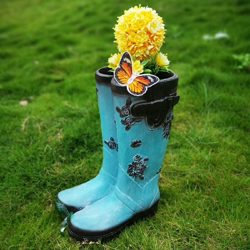 創意雨鞋花盆擺件布置靴子花器插花室內客廳花園庭院裝飾落地花桶