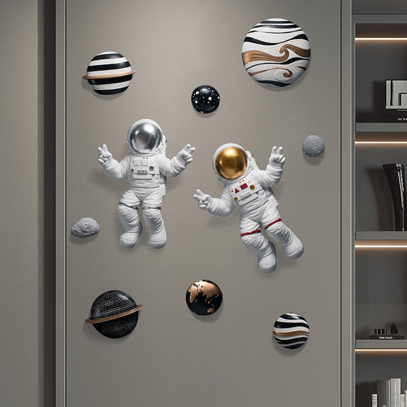 北歐民宿兒童房墻面創意宇航員壁掛客廳沙發背景墻太空人裝飾掛件