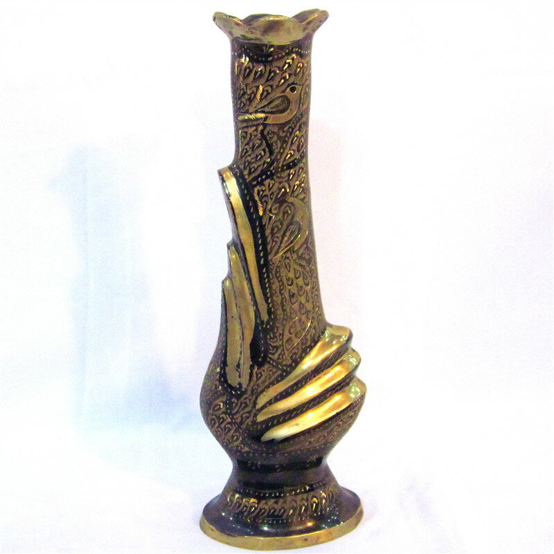 巴基斯坦手工藝品直銷巴基斯坦銅器銅雕花瓶12英寸創意高檔禮品1入