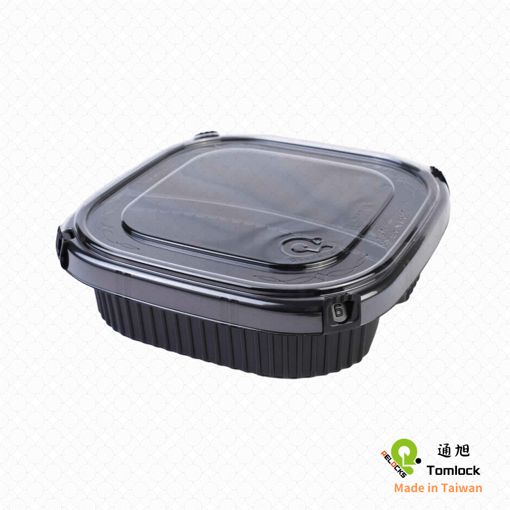 RELOCKS TL-9201 二格正方形餐盒 正方形餐盒 黑色塑膠餐盒 可微波餐盒 外帶餐盒 一次性餐盒 免洗餐具  環保餐盒 TL 9201 1