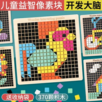 12組訂單 - 兒童像素馬賽克拼圖幼兒園中班益智區域材料專注力立體積木粒玩具
