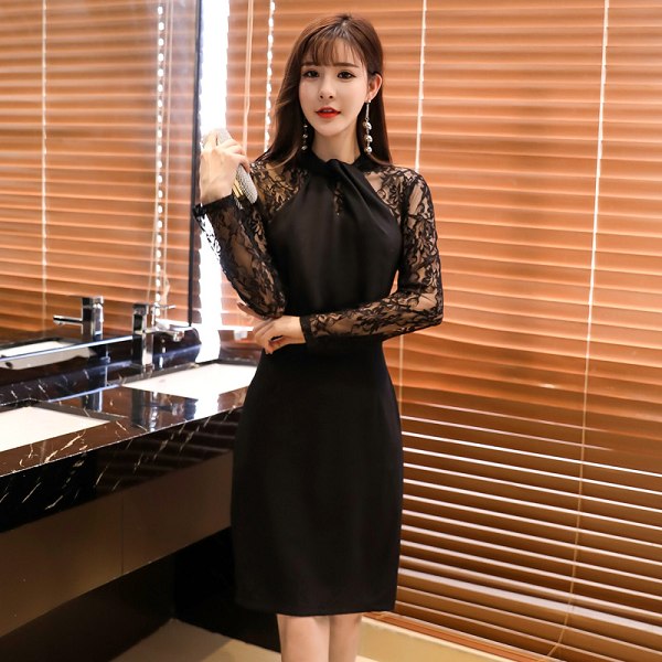 灰姑娘[9968-JK]蕾絲露背修身晚宴性感禮服包臀連衣裙洋裝