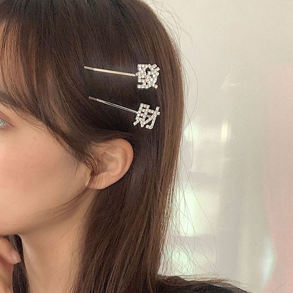 ANNAS 發財髮夾水鑽閃亮 過年新年喜氣應景中國風金屬 0