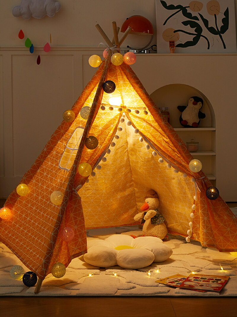 兒童帳篷室內游戲屋拍照道具印第安繪畫公主玩具屋小房子寶寶禮物