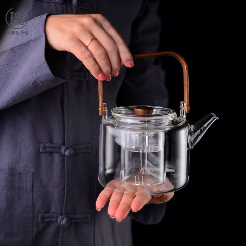 玻璃蒸煮茶壺耐高溫大容量電陶爐專用燒水壺明火提梁壺泡茶壺套裝