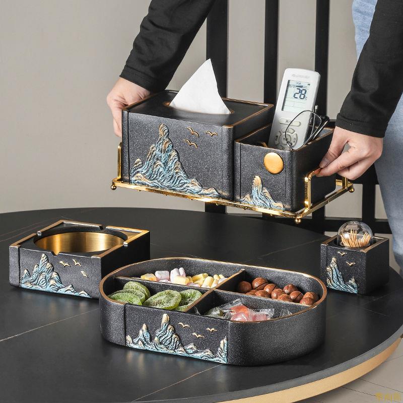 新中式創意紙巾盒客廳茶幾擺件禪意家居裝飾品中式玄關收納抽紙盒