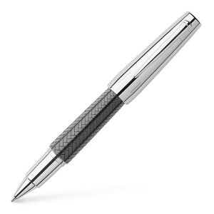 【FABER-CASTELL】輝柏 E-MOTION系列 鑲木紋黑色筆桿 鋼珠筆 / 支 148245