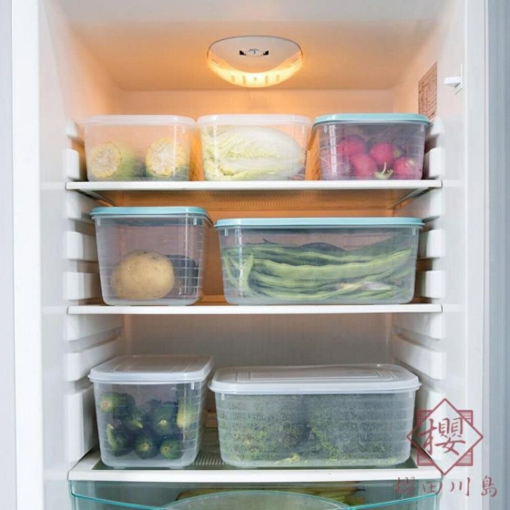 帶蓋透明儲物盒密封塑料盒冰箱食物保鮮收納盒【櫻田川島】