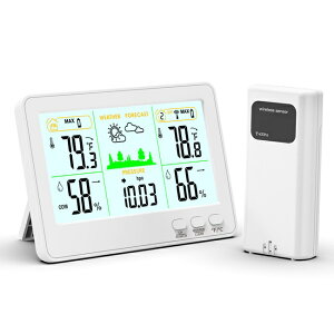 新款無線溫度計 彩屏室內外無線溫濕度計 溫濕度監控儀 氣象鍾天氣預