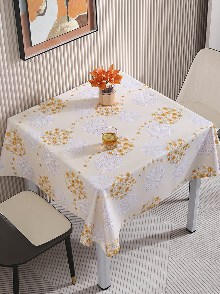 方桌桌布防水防油防燙免洗PVC餐桌布家用網紅正方形桌布方桌桌墊