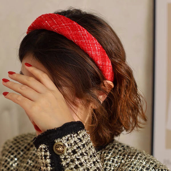 正韓 紅色系髮箍 新年 過年 農曆年 喜氣 亮片 金蔥 小香風 小香 髮帶 正紅 酒紅 聖誕節 韓國 7