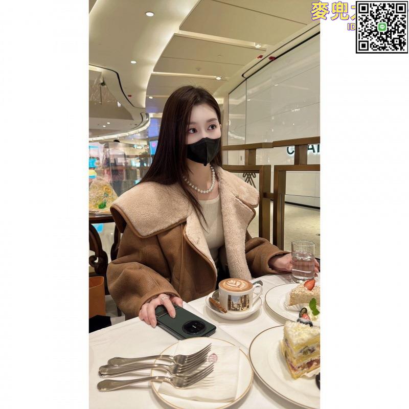 【全球優品滙】短款復古冬季皮毛一體加厚外套淺咖色羊羔毛韓系大翻領皮衣上衣