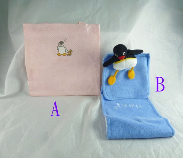 【震撼精品百貨】Pingu 企鵝家族 布提袋-粉/捲筒面紙套【共1款】 震撼日式精品百貨