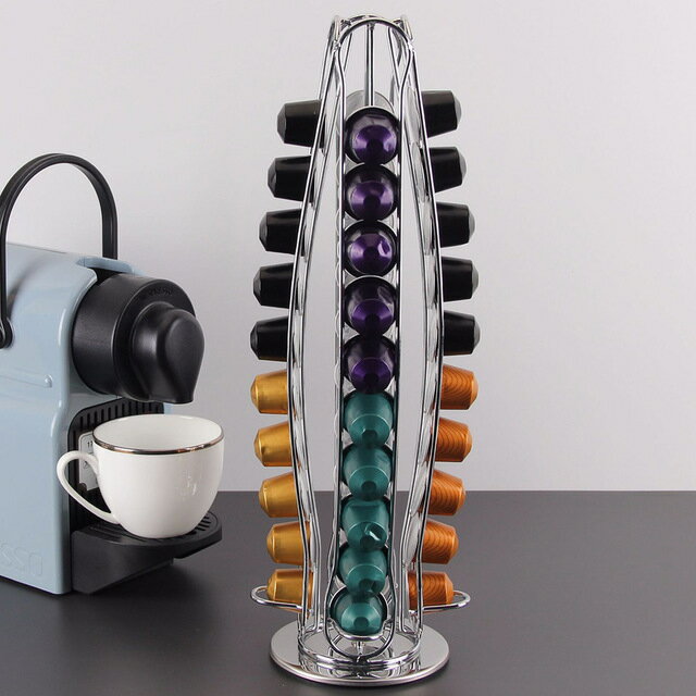 咖啡收納架 40粒NESPRESSO專用可旋轉咖啡膠囊架咖啡收納展示架『CM38889』