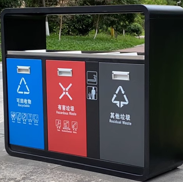 戶外四分類垃圾桶不銹鋼景區公園多分類垃圾箱市政街道環衛果皮箱