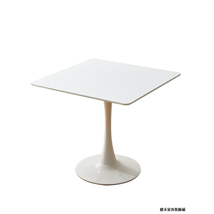 免運 簡約現代家用白色方形餐桌椅組合實木小戶型飯桌洽談接待陽臺圓桌 可開發票