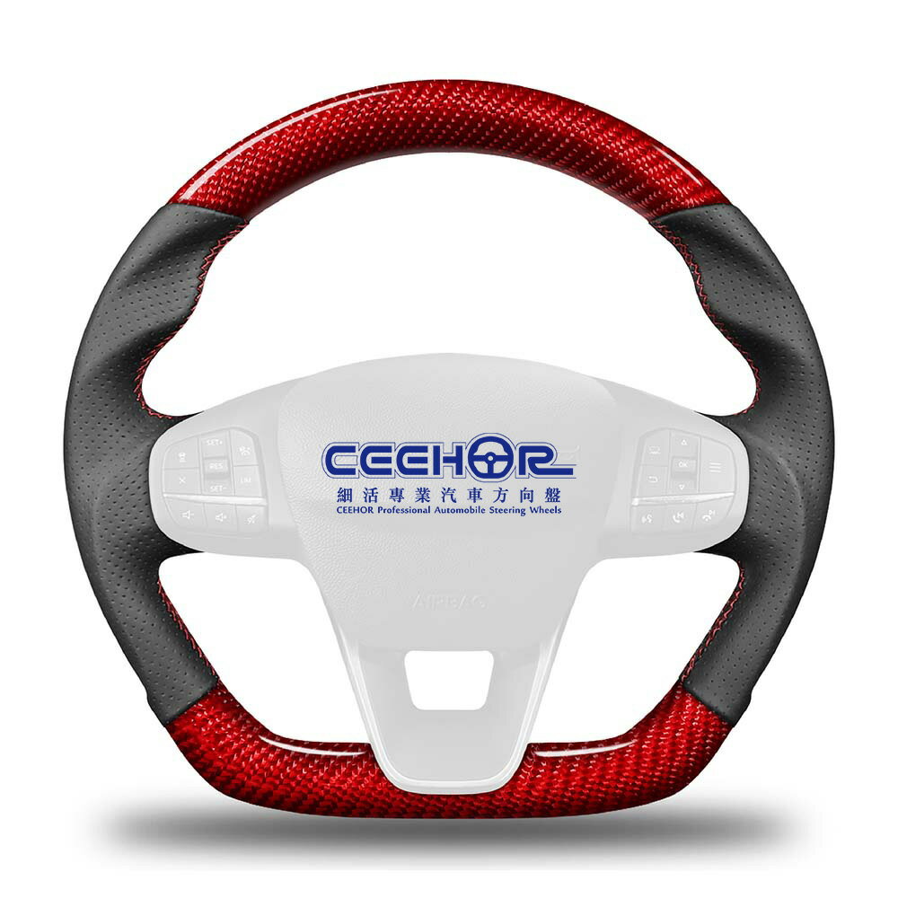 [細活方向盤] 紅色碳纖維款 FOCUS KUGA BRONCO SPORT FORD 福特 變形蟲方向盤