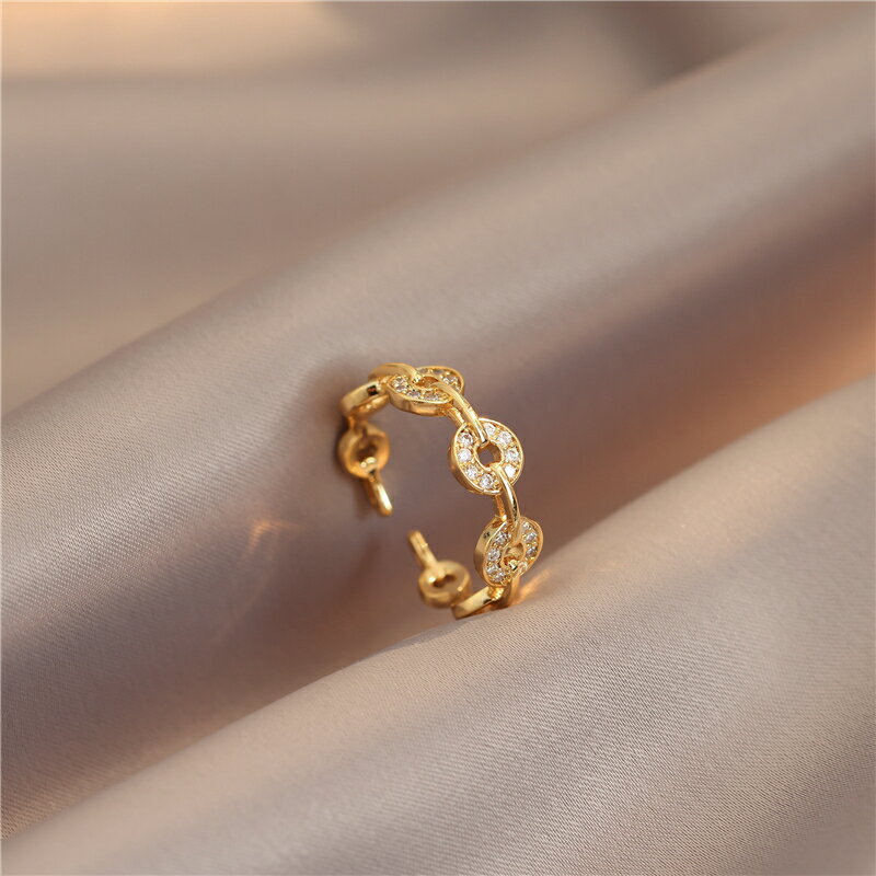 戒指 開口戒指 女戒指 招財轉運發財聚財戒指女士輕奢高級感小眾設計時尚個性銅錢食指環『ZW6501』