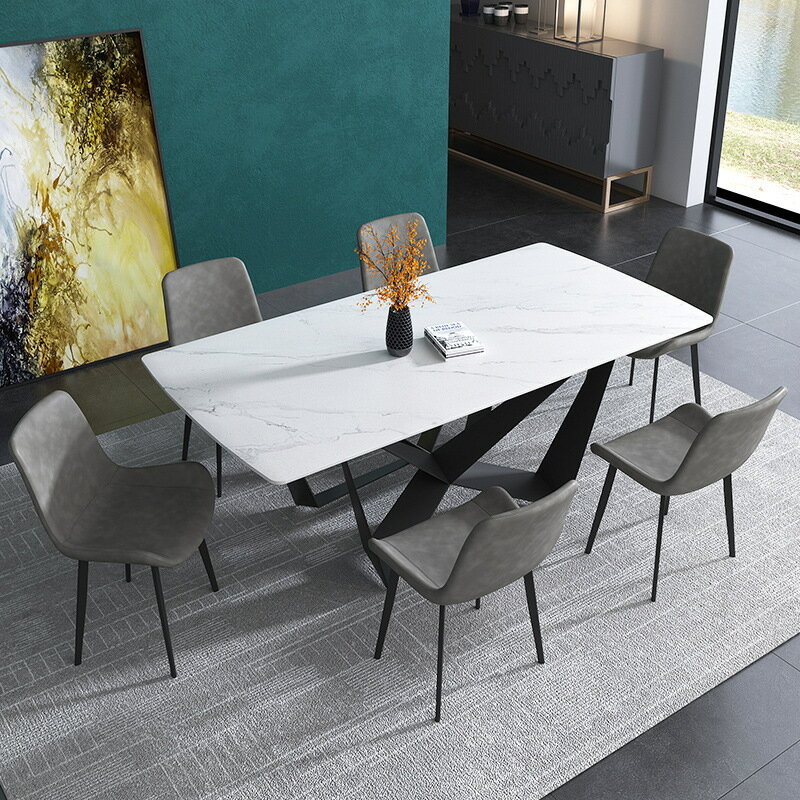 餐臺 餐桌 意式現代極簡餐桌小戶型家用大理石輕奢北歐長方形餐桌椅組合