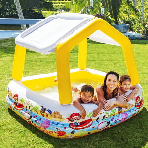 充氣游泳池 家庭游泳池 INTEX充氣游泳池遮陽兒童家用大號戲水池室內嬰兒小孩海洋球池