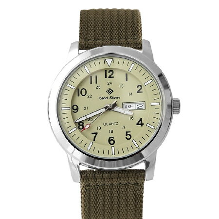手錶 紳士型男軍用綠色帆布腕錶 搭戴SEIKO精工VX43石英機芯 柒彩年代【NE1469】單支售價