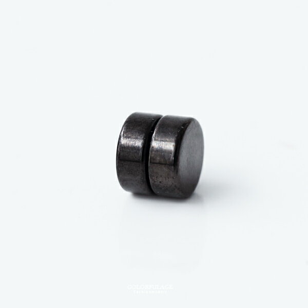 耳環 時尚簡約黑磁吸式設計基本款 鋼製抗過敏抗氧化 免打耳洞 柒彩年代【ND210】單支價格