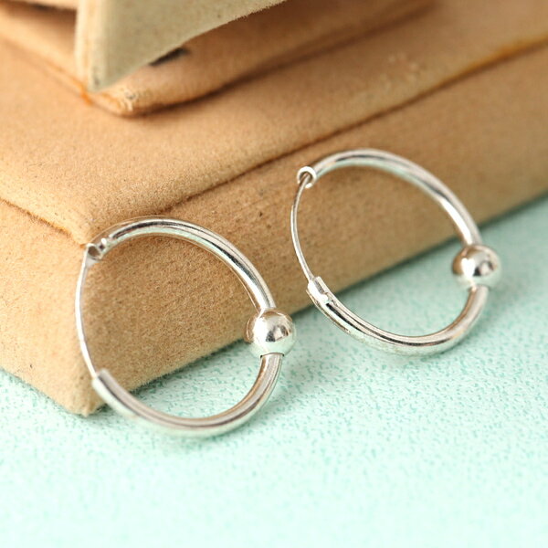 925純銀圓型單珠耳針耳環 柒彩年代【NPD56】