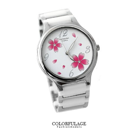 Valentino范倫鐵諾 圓弧浪漫櫻花精密陶瓷不鏽鋼手錶腕錶 原廠公司貨 柒彩年代【NE1300】單支 0