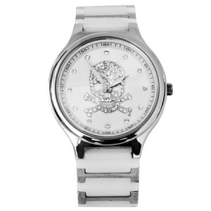 Valentino范倫鐵諾 經典骷髏水鑽精密陶瓷不鏽鋼手錶腕錶 原廠公司貨 柒彩年代【NE1316】單支