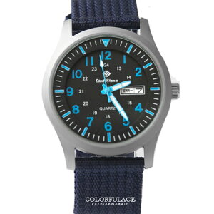 手錶 型男軍用帆布腕錶 搭戴SEIKO精工VX43石英機芯 厚實質感帆布錶帶 柒彩年代【NE1406】單支