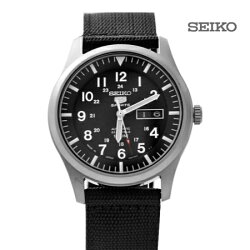 經典帆布SEIKO精工五號 全黑軍用機械錶 裱背鏤空 自動上鍊手錶 柒彩年代【NE1473】原廠平輸
