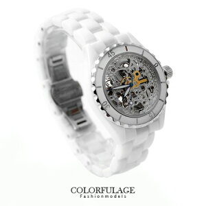 自動上鍊機械精密全陶瓷腕錶 雙面鏤空手錶 范倫鐵諾Valentino 柒彩年代 【NE1119】原廠公司貨
