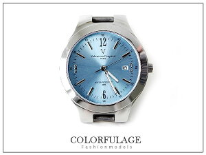 柒彩年代【NE234】藍寶石水晶鏡片~范倫鐵諾Valentino實心不銹鋼錶帶+錶殼