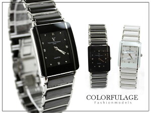 柒彩年代【NE334】范倫鐵諾Valentino高精密陶瓷腕錶 強化鏡面專櫃精品不銹鋼~單支價格